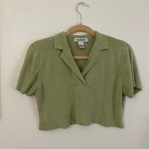 Sage Green cropped Collared shirt